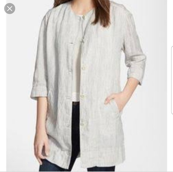 Eileen Fisher Jackets & Blazers - Eileen Fisher Striped Slub Linen Jacket